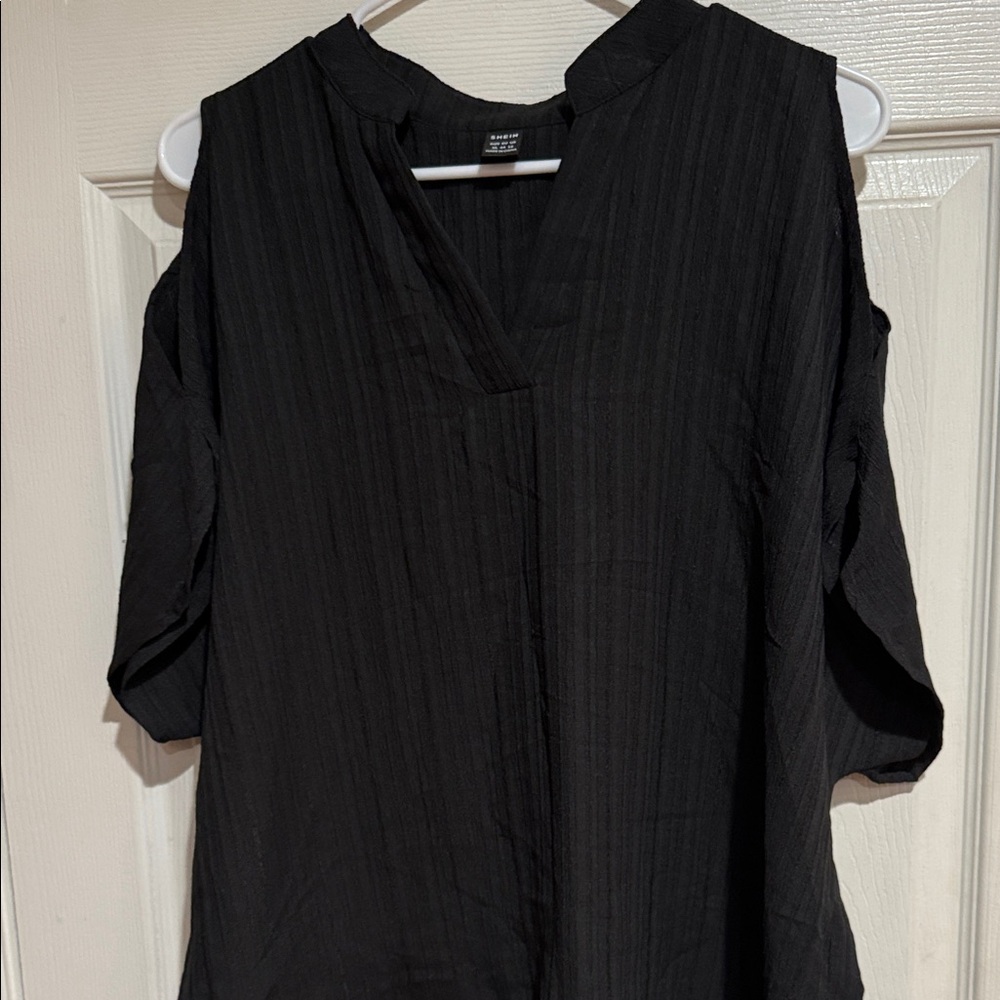SHEIN Black V-Neck Blouse